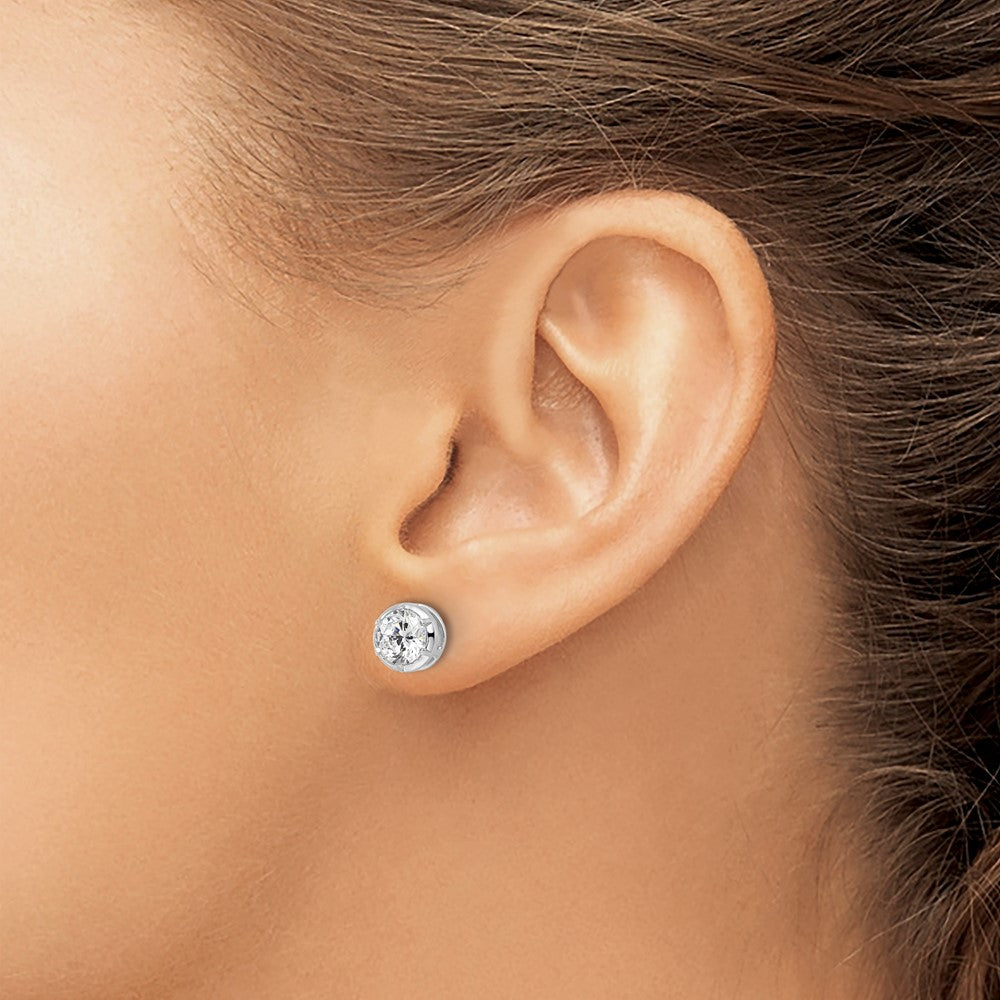 14K White Gold True Origin 1 1/2 Carat Lab Grown Diamond Vs Def Solitaire Post Earrings