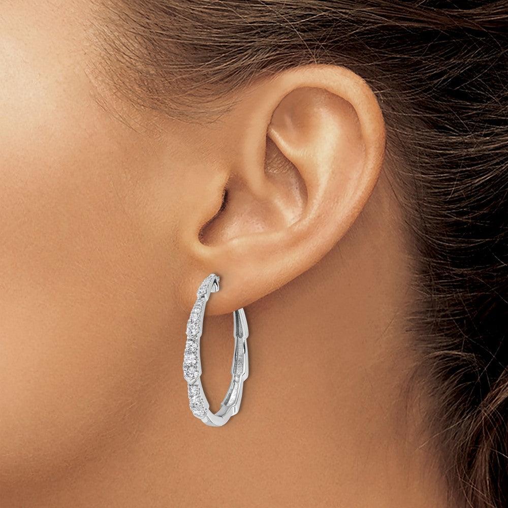 14K White Gold True Origin 1 1/5 Carat Lab Grown Diamond Vs Def Fancy Hoop Earrings
