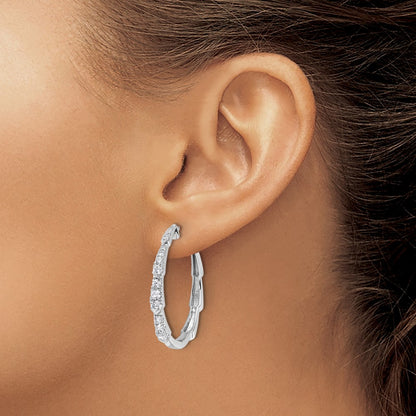 14K White Gold True Origin 1 1/5 Carat Lab Grown Diamond Vs Def Fancy Hoop Earrings