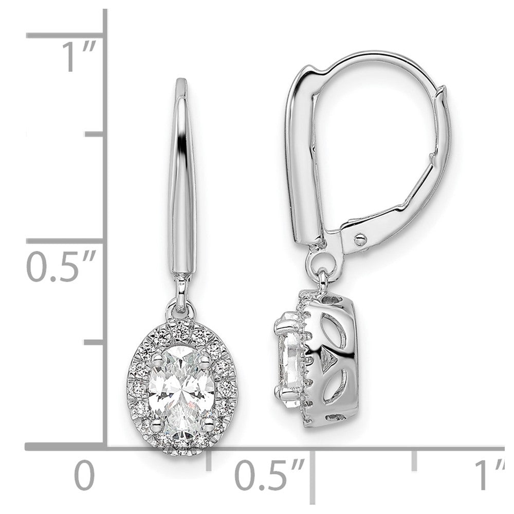14K White Gold 1 1/5 Carat Lab Grown Diamond Vs/Si+ G+ Complete Oval Drop Leverback Earrings