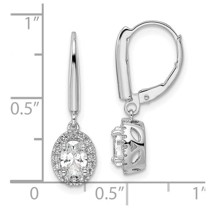 14K White Gold 1 1/5 Carat Lab Grown Diamond Vs/Si+ G+ Complete Oval Drop Leverback Earrings
