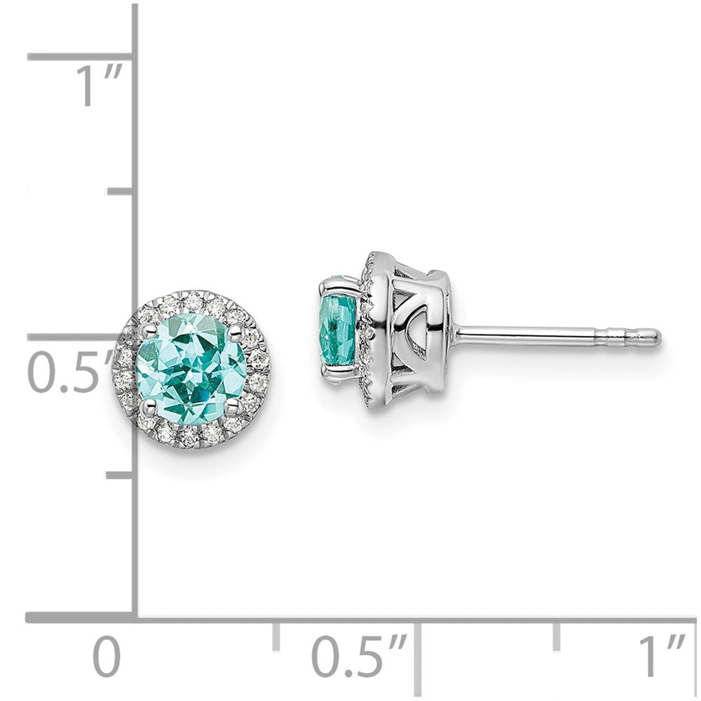 Pure Serenity 14k White Gold 1/8 Ct. Lab Grown Diamond VS/SI+ G+ and Lab Created Paraiba Post Earrings