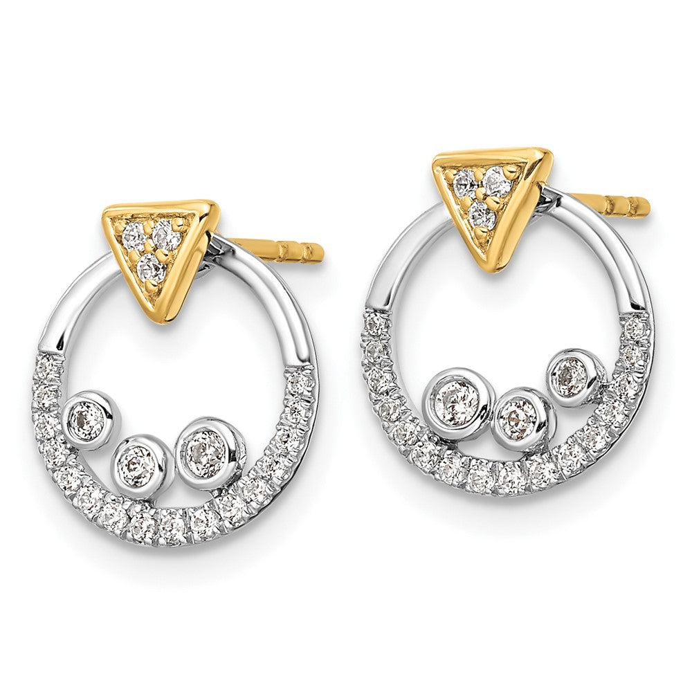 14k Two-tone Two Tone 1/4 Ct. Lab Grown Diamond VS/SI+ G+ Complete Triangle Post Earrings with Circle Dangle Earring Jacket