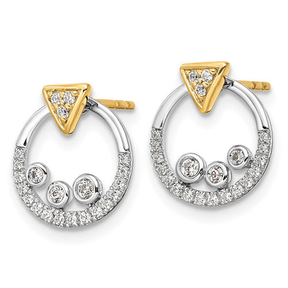 14k Two-tone Two Tone 1/4 Ct. Lab Grown Diamond VS/SI+ G+ Complete Triangle Post Earrings with Circle Dangle Earring Jacket