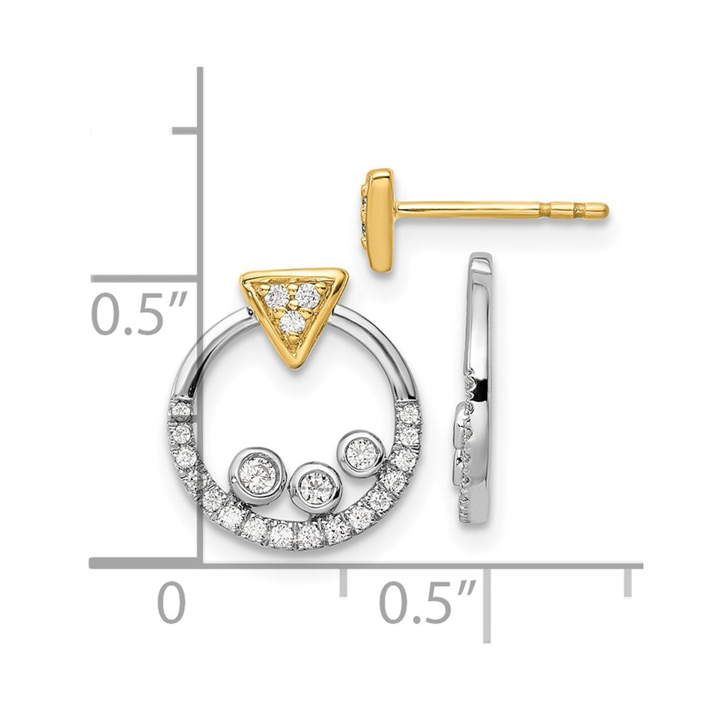 14k Two-tone Two Tone 1/4 Ct. Lab Grown Diamond VS/SI+ G+ Complete Triangle Post Earrings with Circle Dangle Earring Jacket