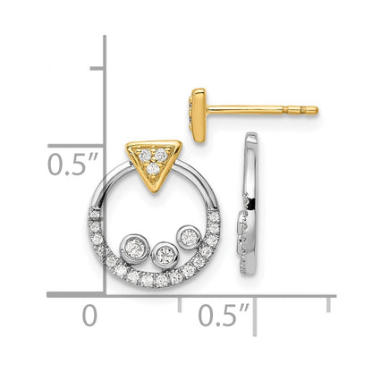 14k Two-tone Two Tone 1/4 Ct. Lab Grown Diamond VS/SI+ G+ Complete Triangle Post Earrings with Circle Dangle Earring Jacket
