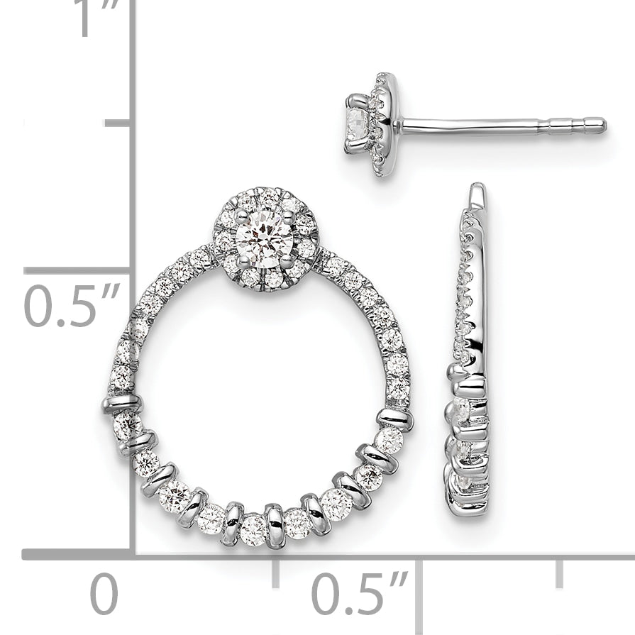 14K White Gold Lab Grown VS/SI+ G+ Diamond Circle Jacket and Post Earrings