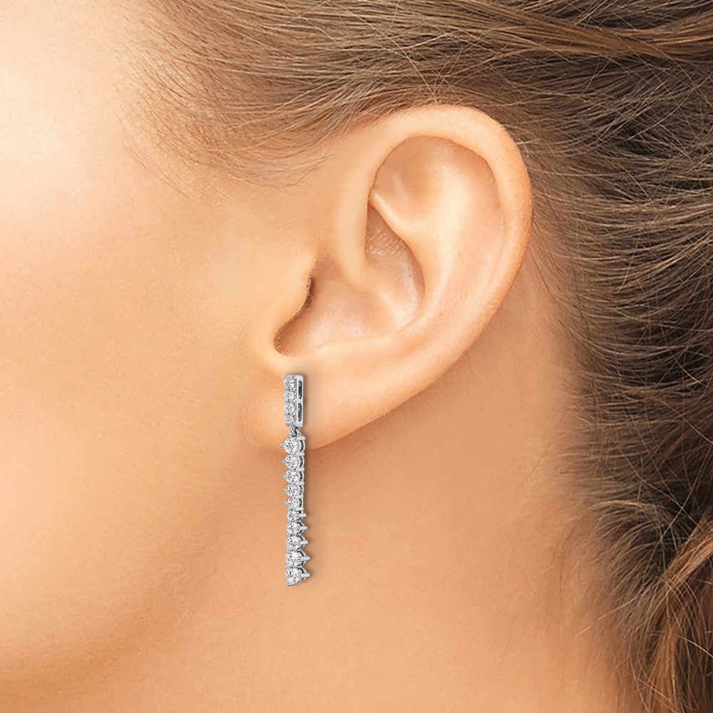 14k White Gold 1 Ct. Lab Grown Diamond VS/SI+ G+ Dangle Post Earrings