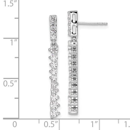 14k White Gold 1 Ct. Lab Grown Diamond VS/SI+ G+ Dangle Post Earrings