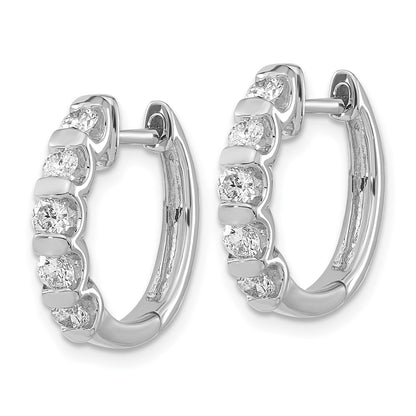 14k White Gold 1 1/3 Ct. Lab Grown Diamond VS/SI+ G+ Complete Bar Set Hinged Hoop Earrings