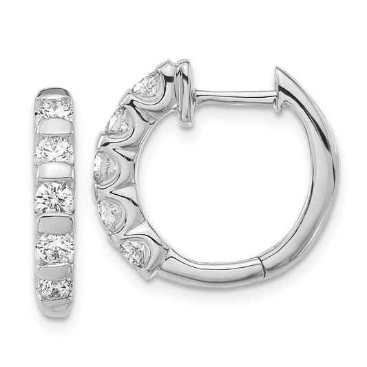 14k White Gold 1 1/3 Ct. Lab Grown Diamond VS/SI+ G+ Complete Bar Set Hinged Hoop Earrings