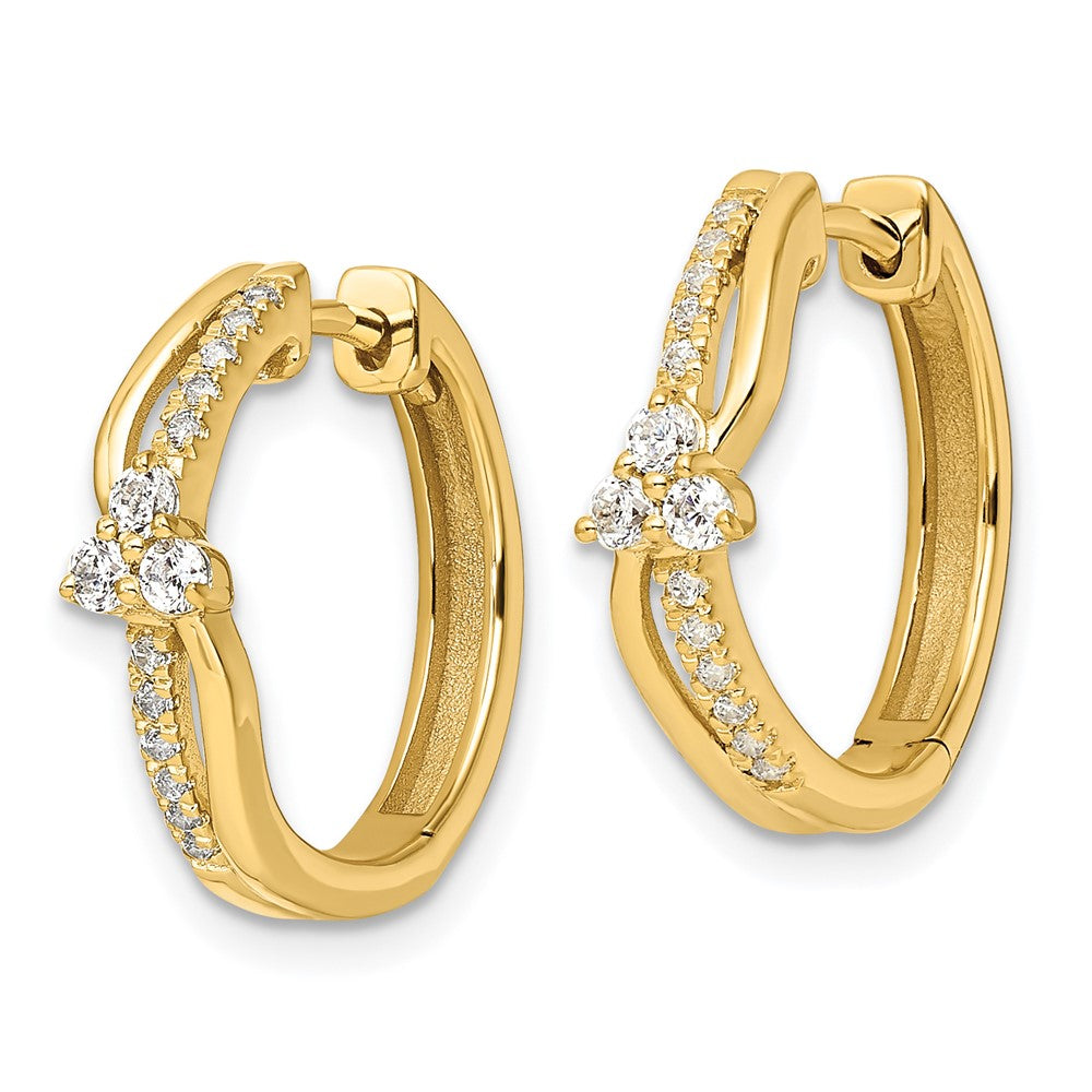 14k Yellow Gold 1/3 Ct. Lab Grown Diamond VS/SI+ G+ Fashion Hinged Hoop Earrings