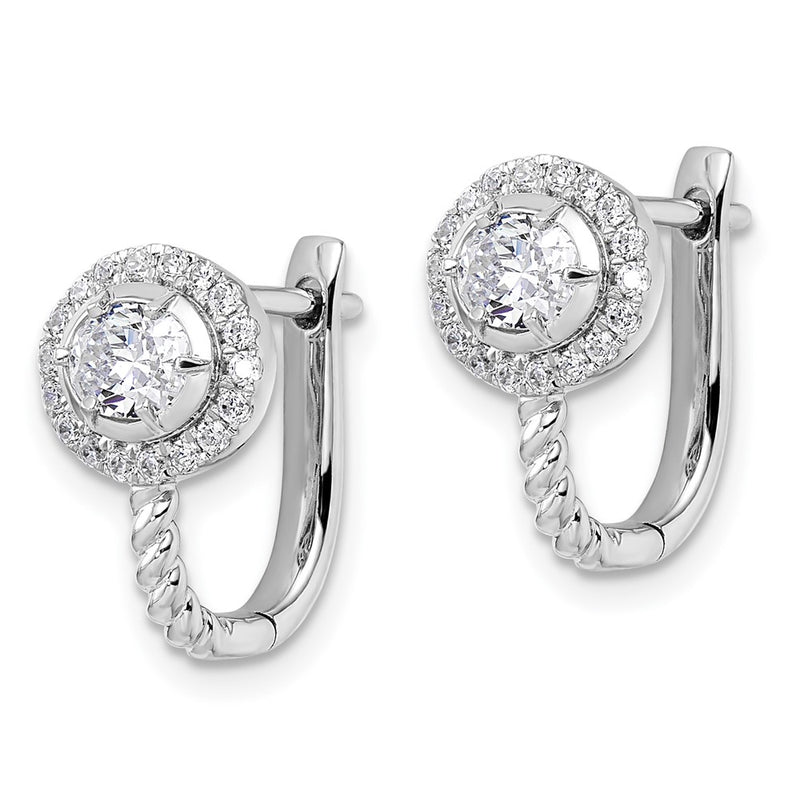 14k White Gold 7/8 Ct. Lab Grown Diamond VS/SI+ G+ Circle Hinged Hoop Earrings
