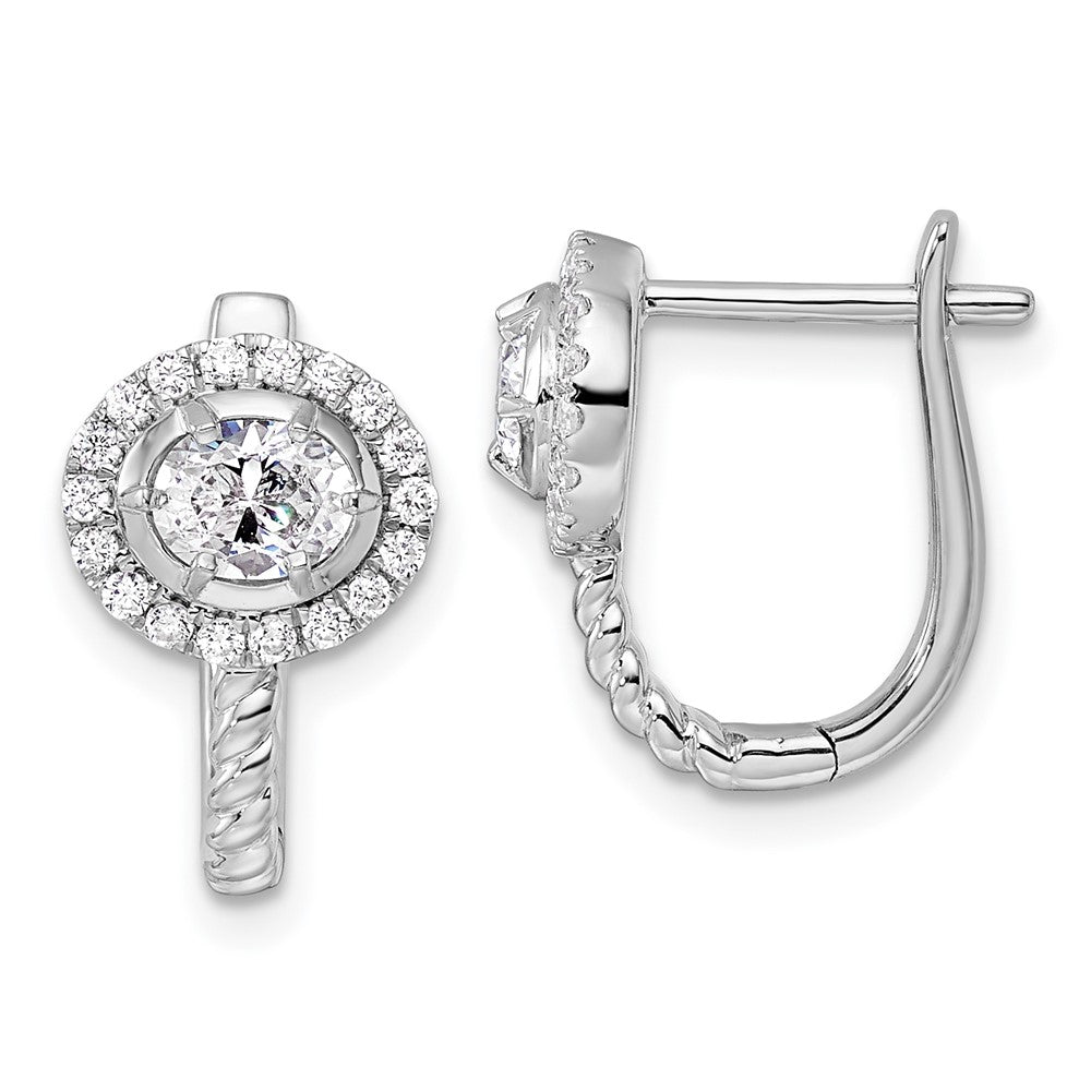 14k White Gold 7/8 Ct. Lab Grown Diamond VS/SI+ G+ Circle Hinged Hoop Earrings