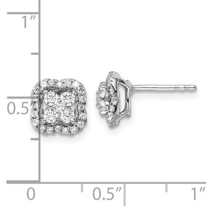 14k White Gold 1/2 Ct. Lab Grown Diamond VS/SI+ G+ Square Halo Post Earrings