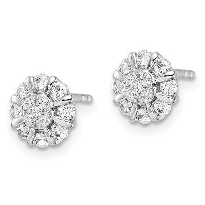 14k White Gold 1/2 Ct. Lab Grown Diamond VS/SI+ G+ Halo Post Earrings