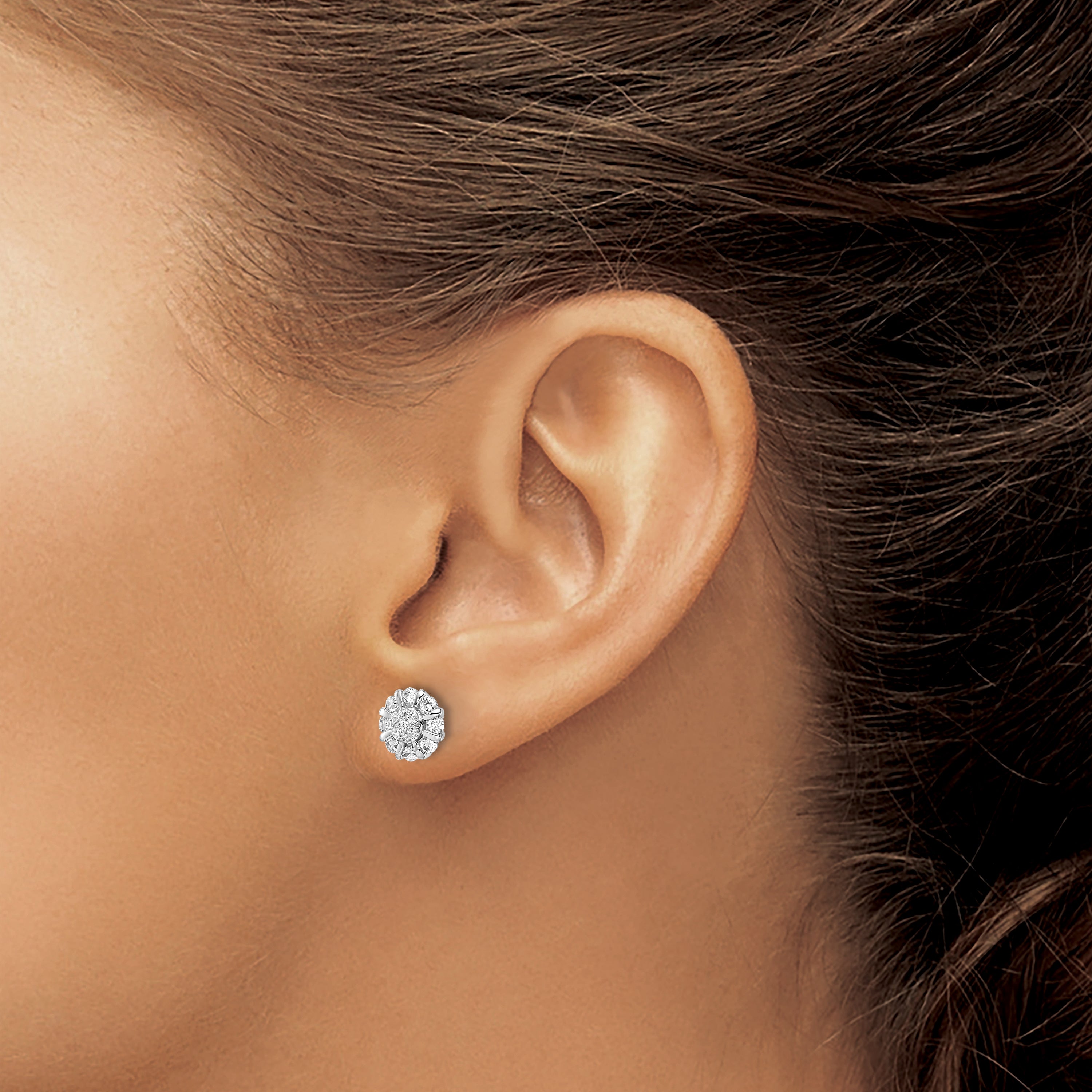 14k White Gold 1/2 Ct. Lab Grown Diamond VS/SI+ G+ Halo Post Earrings