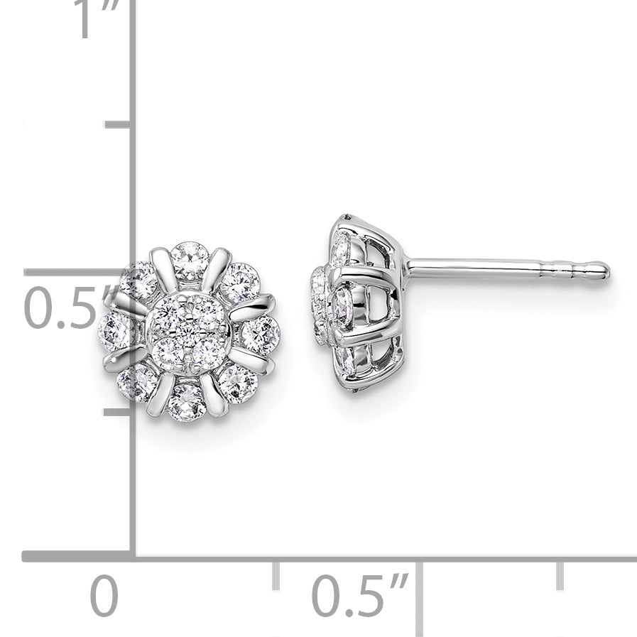 14k White Gold 1/2 Ct. Lab Grown Diamond VS/SI+ G+ Halo Post Earrings