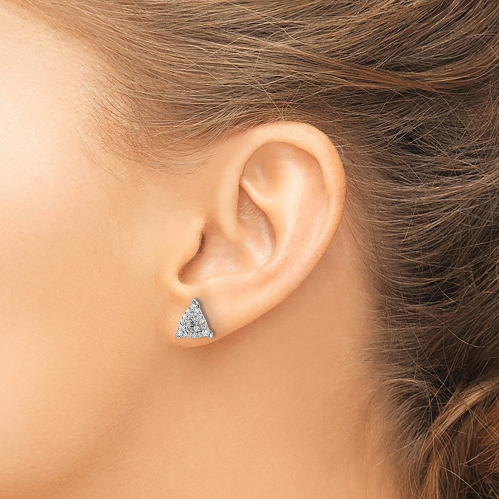14k White Gold 1/2 Ct. Lab Grown Diamond VS/SI+ G+ Complete Triangle Cluster Post Earrings