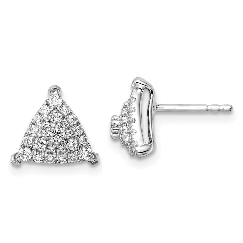 14k White Gold 1/2 Ct. Lab Grown Diamond VS/SI+ G+ Complete Triangle Cluster Post Earrings