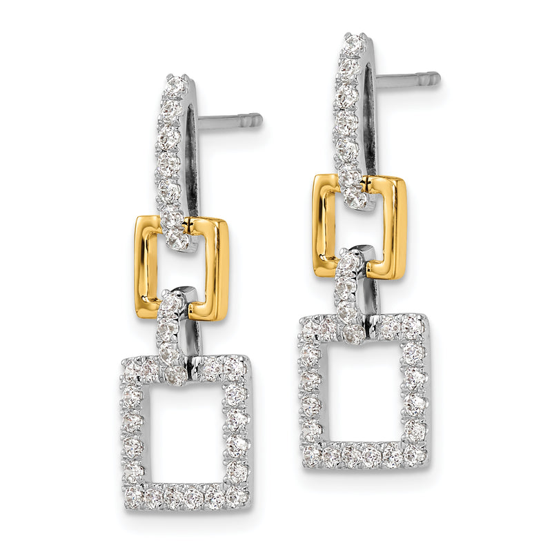 14k Two-Tone 3/4 Ct. Lab Grown Diamond VS/SI+ G+ Square Dangle Post Earrings