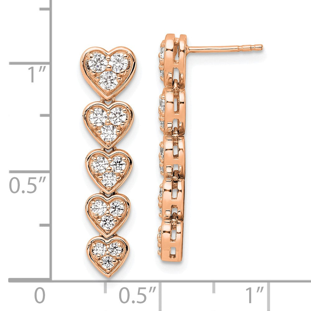 14K Rose Gold True Origin 1 Carat Lab Grown Diamond Vs Def Heart Dangle Post Earrings