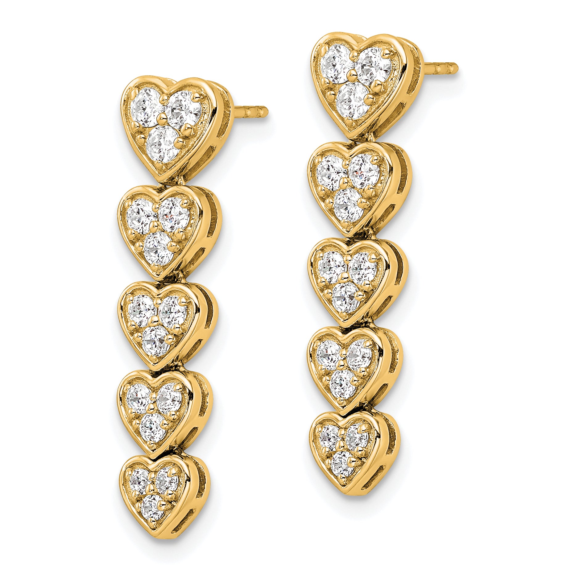 14K Yellow Gold True Origin 1 Carat Lab Grown Diamond Vs Def Heart Dangle Post Earrings