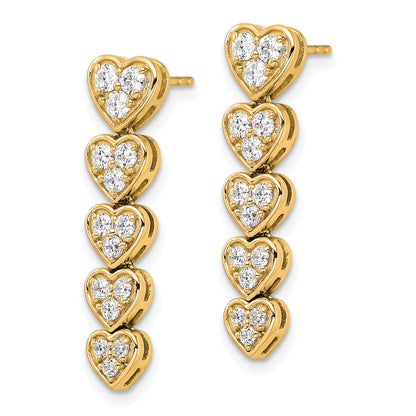 14K Yellow Gold True Origin 1 Carat Lab Grown Diamond Vs Def Heart Dangle Post Earrings