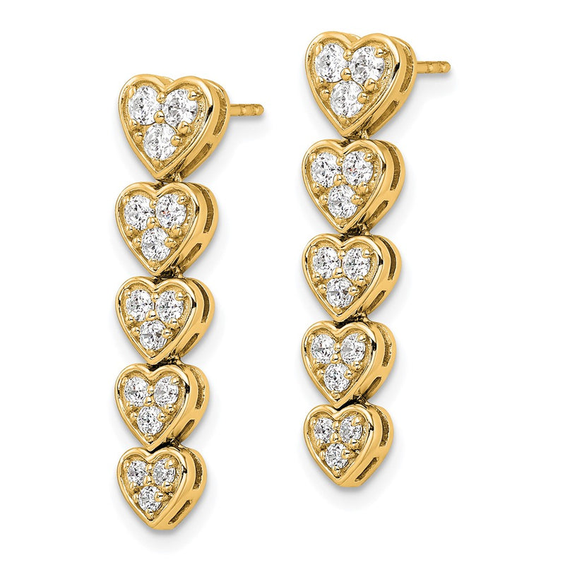 14K Yellow Gold True Origin 1 Carat Lab Grown Diamond Vs Def Heart Dangle Post Earrings