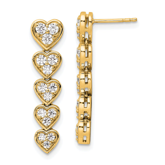 14K Yellow Gold True Origin 1 Carat Lab Grown Diamond Vs Def Heart Dangle Post Earrings