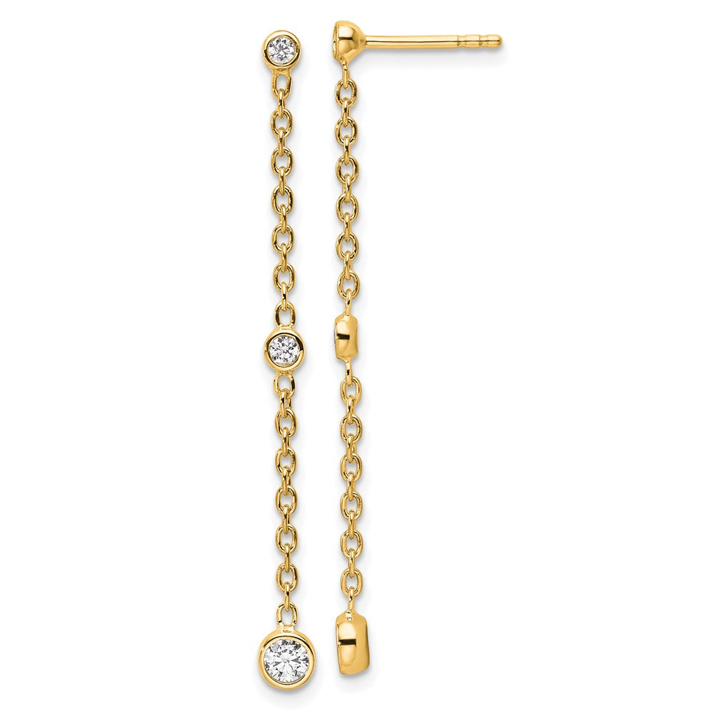 14K Yellow Gold True Origin 1/3 Carat Lab Grown Diamond Vs Def Graduated Dangle Post Earring