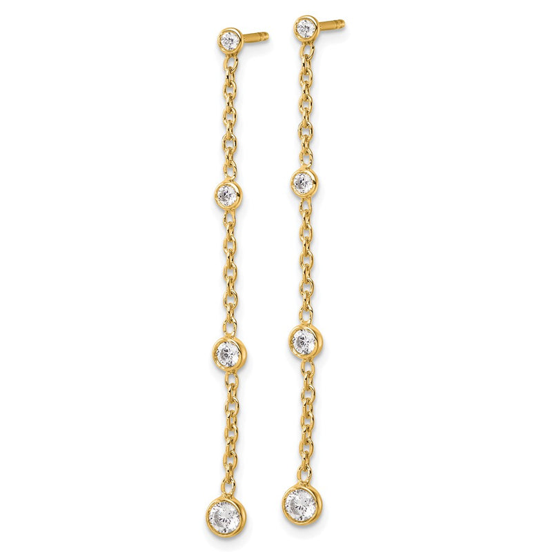 14K Yellow Gold True Origin 1/2 Carat Lab Grown Diamond Vs Def Graduated Dangle Post Earring