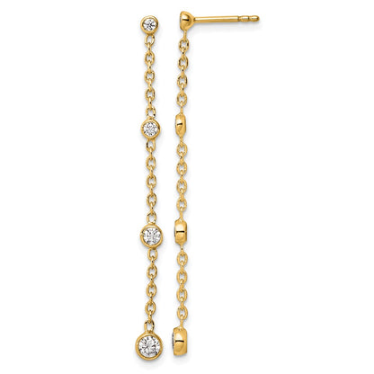 14K Yellow Gold True Origin 1/2 Carat Lab Grown Diamond Vs Def Graduated Dangle Post Earring