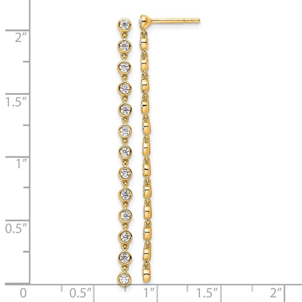 14K Yellow Gold True Origin 5/8 Carat Lab Grown Diamond Vs Def Graduated Dangle Post Earring