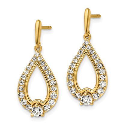 14K Yellow Gold 1 Carat Lab Grown Diamond Vs/Si+ G+ Teardrop Post Dangle Earrings