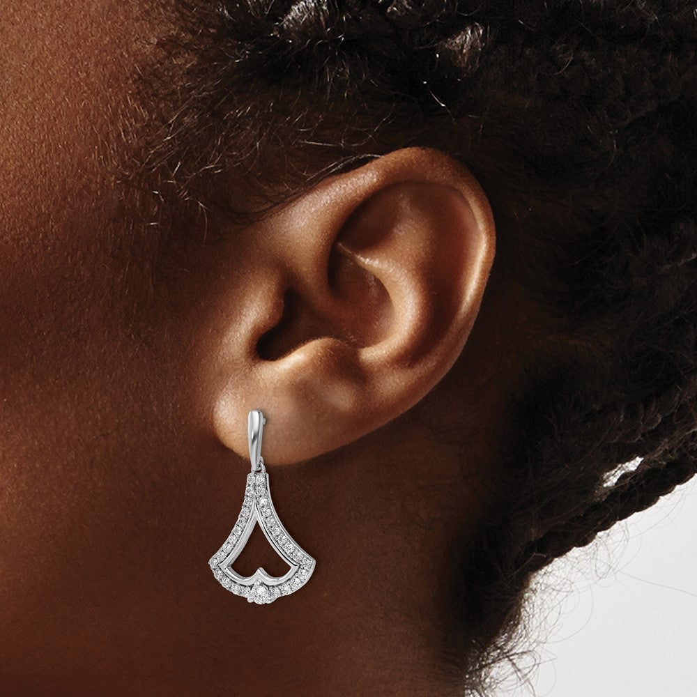14k White Gold 1 Ct. Lab Grown Diamond VS/SI+ G+ Post Dangle Earrings