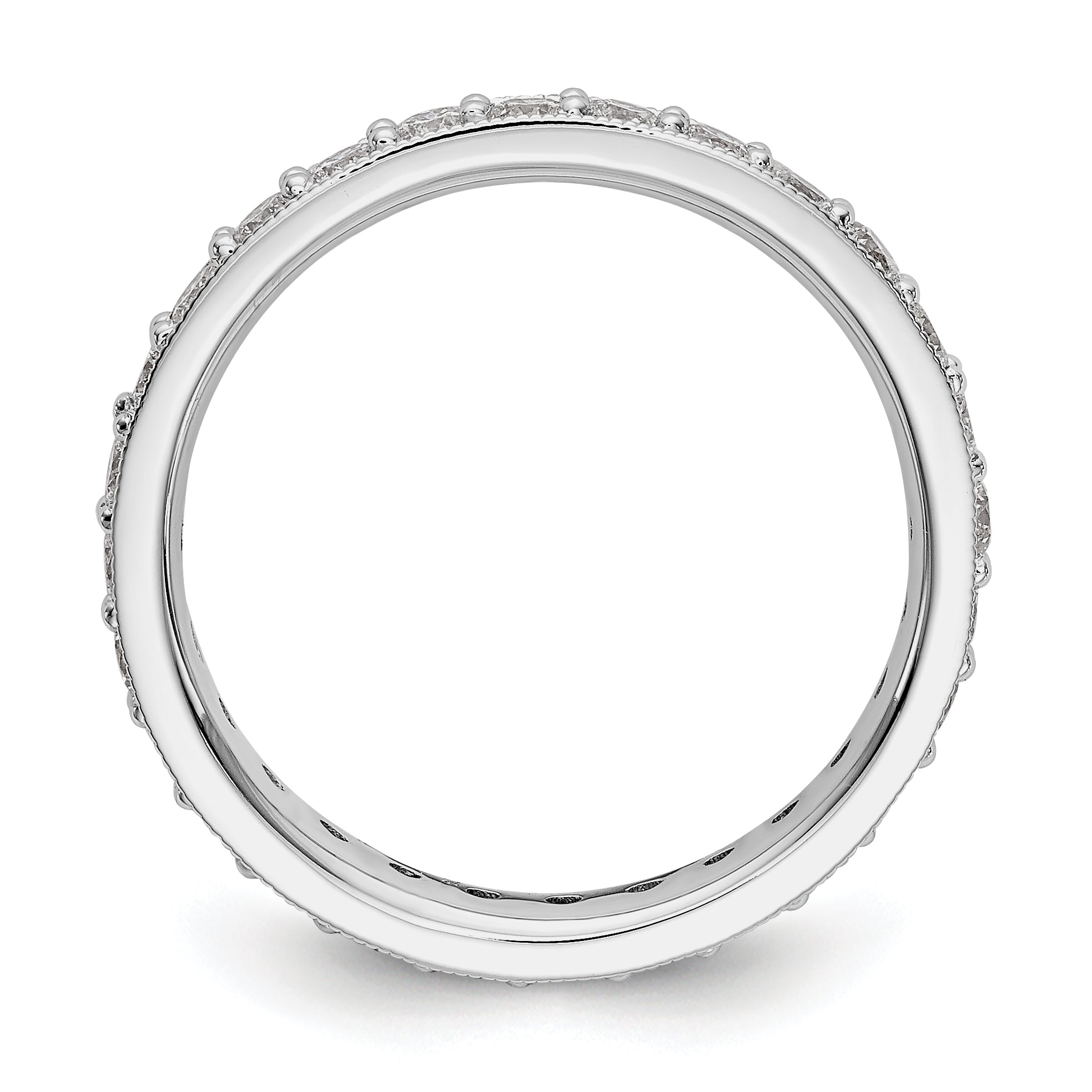 14k White Gold Polished Vintage 1ct Diamond Eternity Band