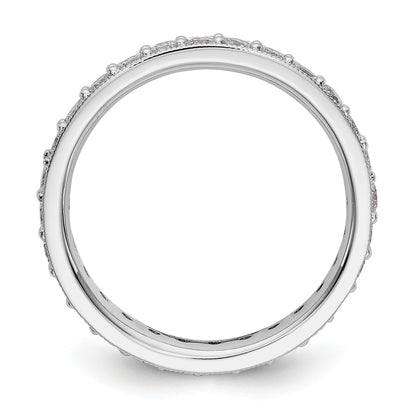 14k White Gold Polished Vintage 1ct Diamond Eternity Band