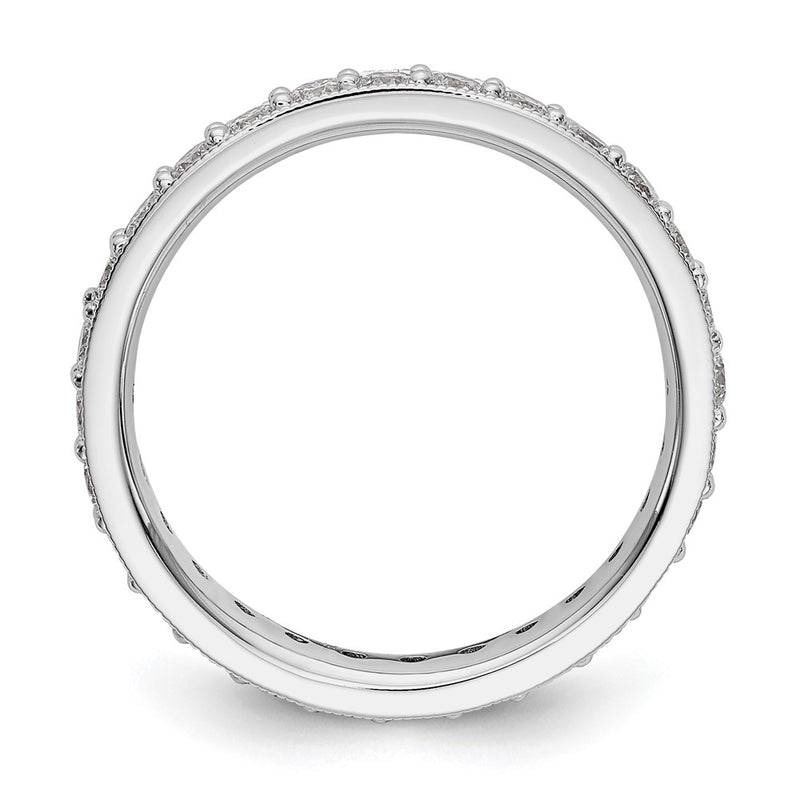 14k White Gold Polished Vintage 1ct Diamond Eternity Band