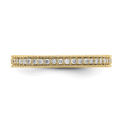 14k Yellow Gold Polished 1/3CT Milgrain Edge Diamond Eternity Band