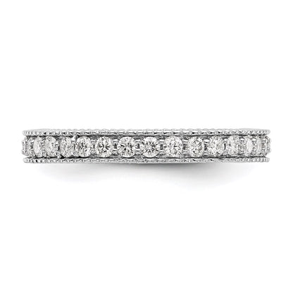 14k White Gold Polished 3/4CT Milgrain Edge Diamond Eternity Band