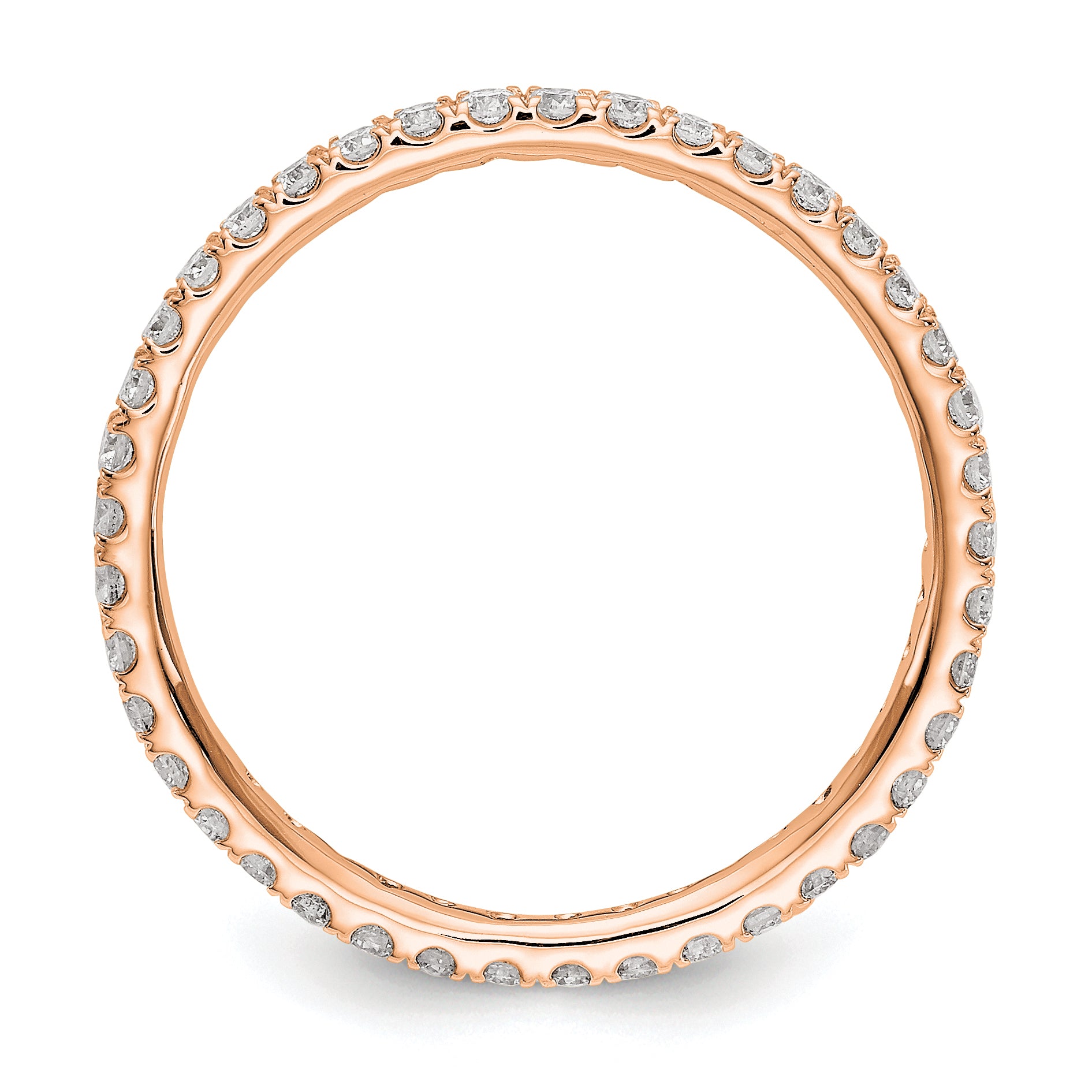 14k Rose Gold 1/2 Ct. Lab Grown Diamond VS/SI+ G+ Shared Prong Eternity Band Ring