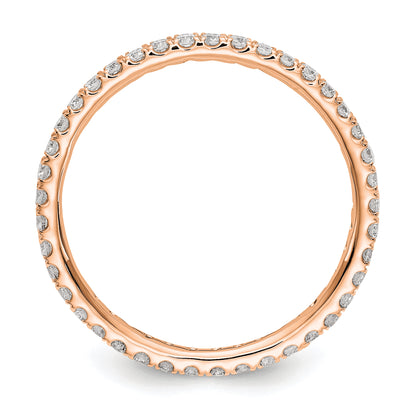 14k Rose Gold 1/2 Ct. Lab Grown Diamond VS/SI+ G+ Shared Prong Eternity Band Ring
