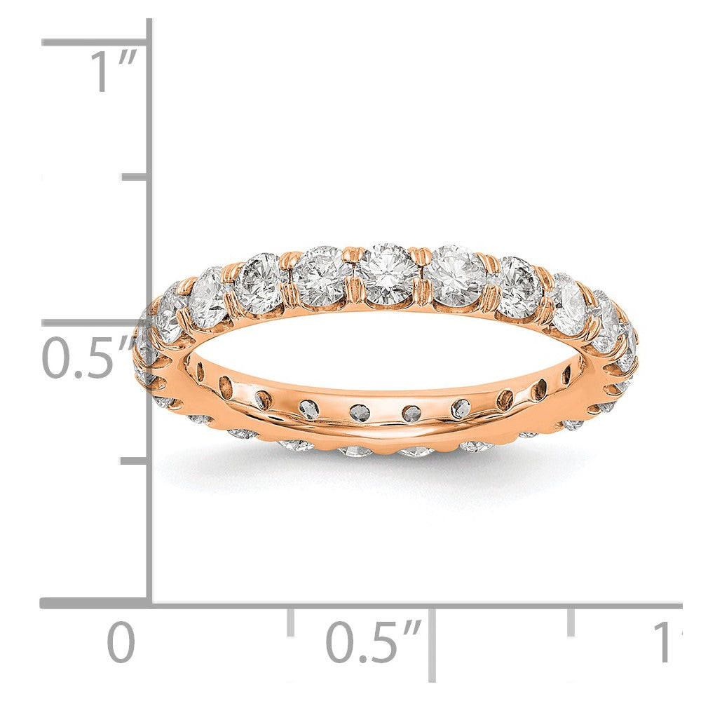 14k Rose Gold 2 Ct. Lab Grown Diamond VS/SI+ G+ Shared Prong Eternity Band Ring