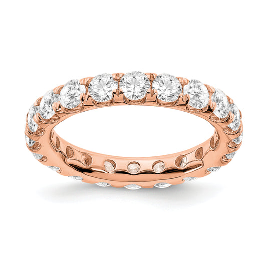 14k Rose Gold 3 Ct. Lab Grown Diamond VS/SI+ G+ Shared Prong Eternity Band Ring