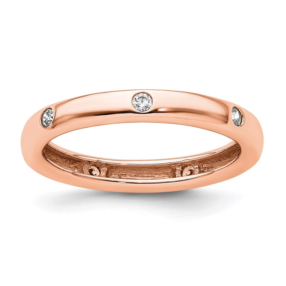 14k Rose Gold 1/10CT Polished Bezel Set Diamond Eternity Band