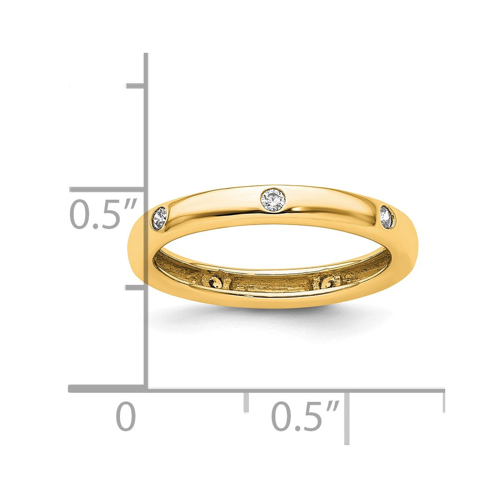 14k Yellow Gold 1/10CT Polished Bezel Set Diamond Eternity Band