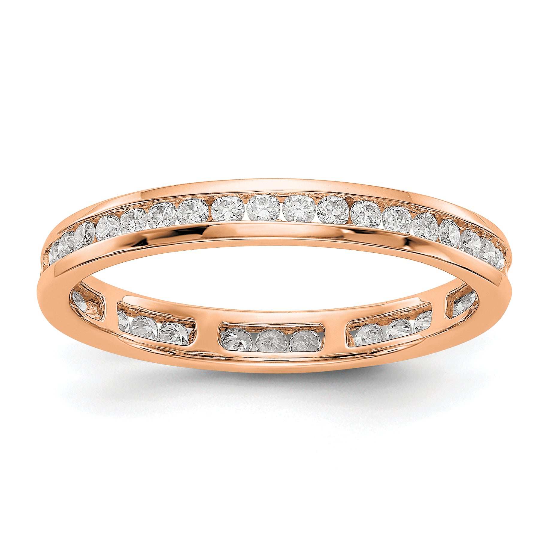 14k Rose Gold 1/2 Ct. Lab Grown Diamond VS/SI+ G+ Channel Set Eternity Band Ring