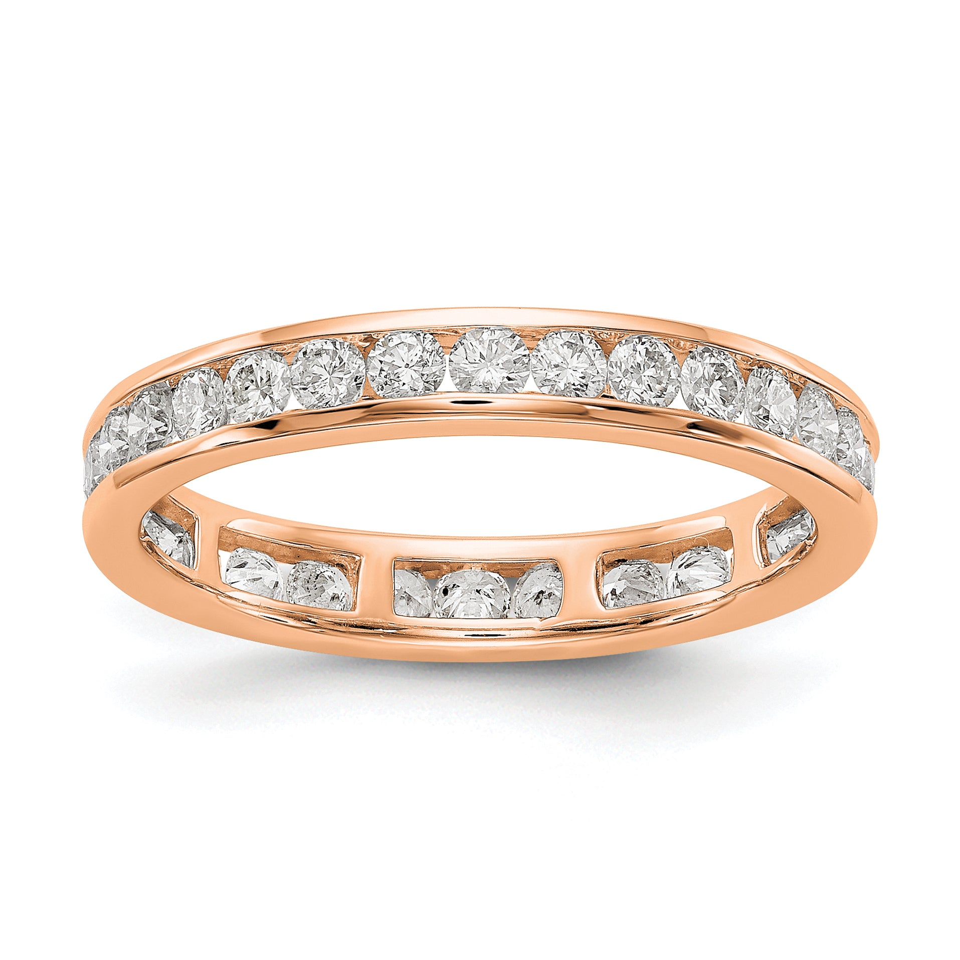14k Rose Gold 1 Ct. Lab Grown Diamond VS/SI+ G+ Channel Set Eternity Band Ring