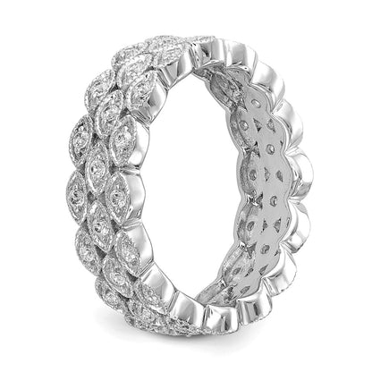 14k White Gold 1/2 Ct. Lab Grown Diamond VS/SI+ G+ Triple Row Marquise Size 5.5 Eternity Band